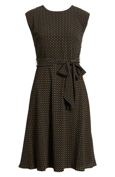 RALPH LAUREN LAUREN RALPH LAUREN BELTED SLEEVELESS BUBBLE CREPE DRESS