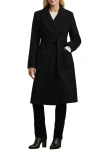 Ralph Lauren Lauren  Belted Wool Blend Wrap Coat In Black