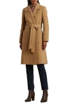 Ralph Lauren Lauren  Belted Wool Blend Wrap Coat In Neutral