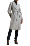Ralph Lauren Lauren  Wool Blend Wrap Coat In Gray