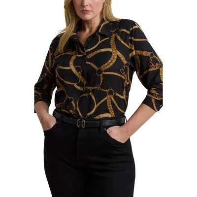 Ralph Lauren Lauren  Belting Print Classic Fit Crepe Button-up Shirt