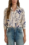 Ralph Lauren Lauren  Belting Print Classic Fit Crepe Button-up Shirt In Multi