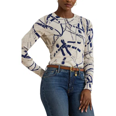 RALPH LAUREN LAUREN RALPH LAUREN BELTING PRINT COTTON BLEND SWEATER
