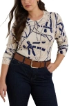Ralph Lauren Womens Belting Print Cotton Blend Sweater P Xs Xxl In Gray