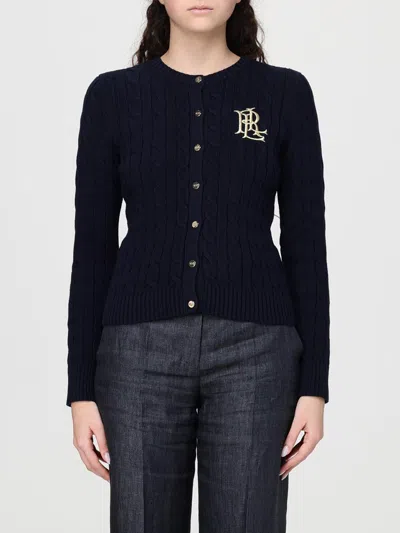 Ralph Lauren Cable-knit Embroidered Cardigan In Blue
