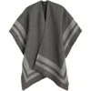 Ralph Lauren Lauren  Border Stripe Ruana In Gray
