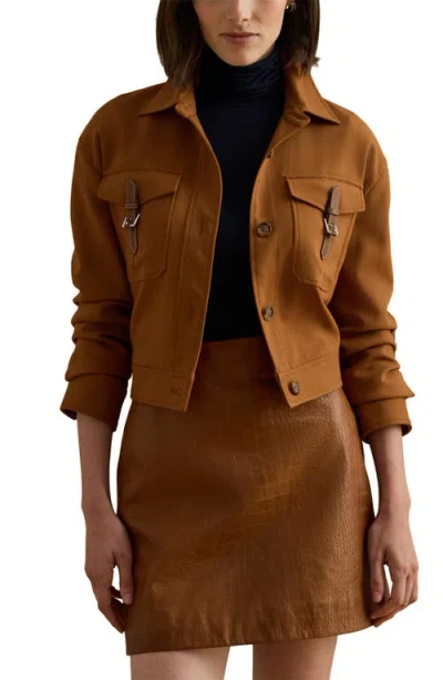 RALPH LAUREN LAUREN RALPH LAUREN BUCKLE TRIM SERGE CROP JACKET