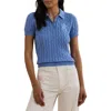 Ralph Lauren Plus Size Cable-knit Polo Shirt In Sky Blue