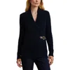 Ralph Lauren Cable-knit Buckle Cardigan In Black