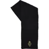 Ralph Lauren Crest-patch Cable-knit Scarf In Black