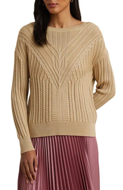 Ralph Lauren Lauren  Cable Stitch Sweater In Sand Dune