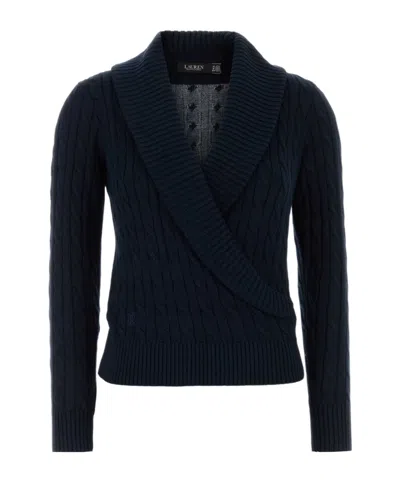 Ralph Lauren Lauren  Cable Wrap Cardigan In Blue