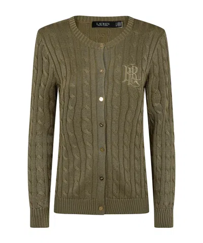 Ralph Lauren Cable-knit Logo-embroidered Cardigan In Green