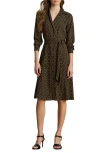 Ralph Lauren Womens Chain Print Crepe Shirtdress 0p 18 In Multi