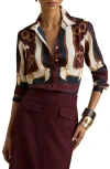 Ralph Lauren Classic Fit Equestrian-print Twill Shirt In Burgundy