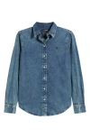 Ralph Lauren Lauren  Classic Fit Denim Button-up Shirt In Burgundy