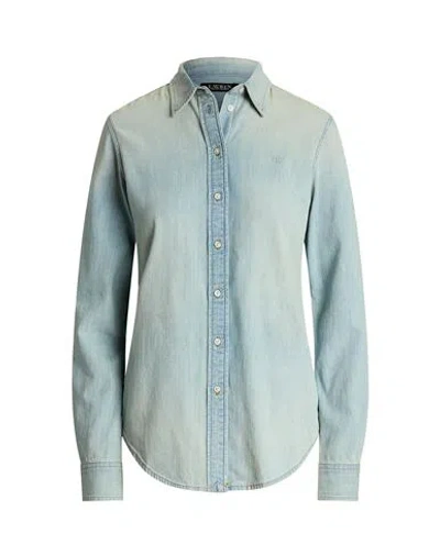 Ralph Lauren Lauren  Classic Fit Denim Shirt Woman Shirt Blue Size L Cotton