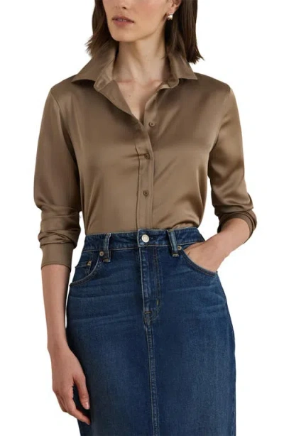 RALPH LAUREN LAUREN RALPH LAUREN CLASSIC FIT SATIN CHARMEUSE SHIRT
