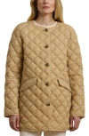 Ralph Lauren Lauren  Contrast Lining Quilted Puffer Jacket In Sand Dune