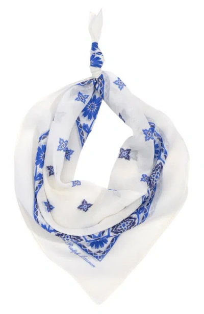 Ralph Lauren Lauren  Cotton & Silk Square Bandana In White