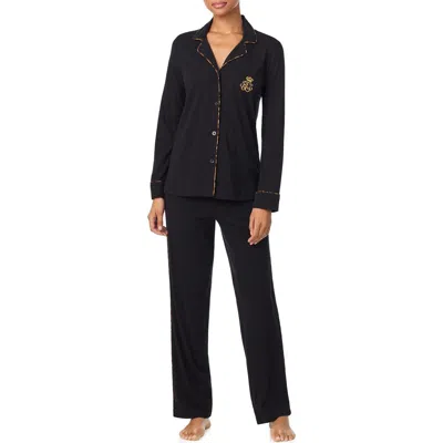 Ralph Lauren Lauren  Cotton Blend Pajamas In Black