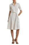 Ralph Lauren Lauren  Cotton Blend Shirtdress In White