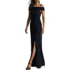 Ralph Lauren Crepe Off-the-shoulder Gown In Blue