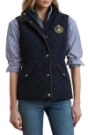 Ralph Lauren Lauren  Crest Patch Diamond Quilted Vest In Blue