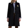 Ralph Lauren Crest-patch Wool-blend Coat In Black