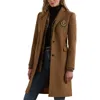 Ralph Lauren Lauren  Crest Patch Wool Blend Reefer Coat In Neutral