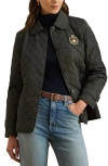 Ralph Lauren Lauren  Crested Quilted Jacket In Green