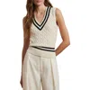 Ralph Lauren Cable-knit Cotton Cricket Sweater Vest In Mascarpone Cream/black
