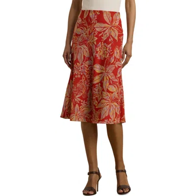 Ralph Lauren Lauren  Crinkle Floral Georgette Midi Skirt
