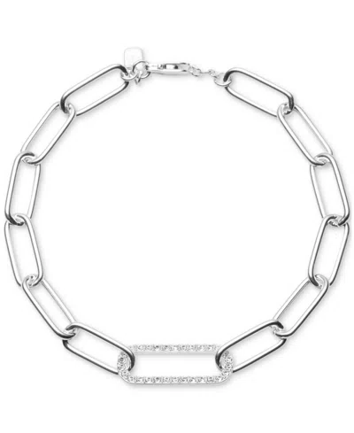 Ralph Lauren Crystal Pave Open Link Chain Bracelet In Sterling Silver