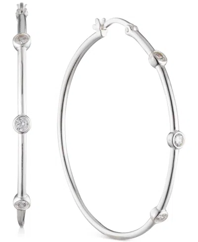 Polo Ralph Lauren Crystal Small Hoop Earrings In Sterling Silver, 0.8"