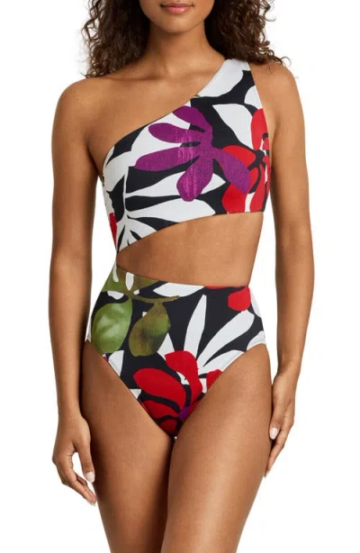 Ralph Lauren Lauren  Cutout One-shoulder One-piece Swimsuit In Multi