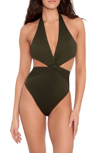 Ralph Lauren Lauren  Cutout Twist One-piece Halter Swimsuit