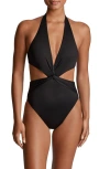 Ralph Lauren Lauren  Cutout Twist One-piece Halter Swimsuit
