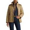 Ralph Lauren Lauren  Diamond Quilted Barn Jacket With Faux Leather Trim In Brown