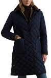 Ralph Lauren Lauren  Diamond Quilted Hooded Coat In Blue