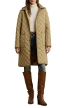 Ralph Lauren Lauren  Diamond Pattern Quilted Coat In Brown