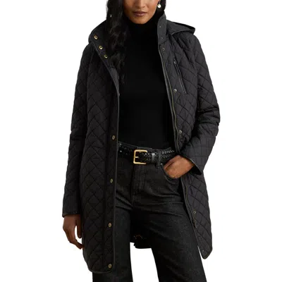 Ralph Lauren Lauren  Diamond Quilted Longline Coat In Blue
