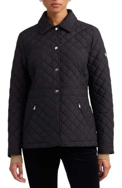 Ralph Lauren Lauren  Diamond Quilted Peplum Jacket In Black