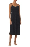Ralph Lauren Lauren  Dot Print Strappy Ballet Nightgown In Black