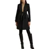 Ralph Lauren Lauren  Double Breasted Belted Cotton Blend Trench Coat In Black