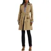 Ralph Lauren Lauren  Double Breasted Belted Cotton Blend Trench Coat In Brown