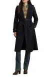 Ralph Lauren Lauren  Double Breasted Belted Rain Coat In Blue