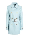 Ralph Lauren Lauren  Double-breasted Cotton-blend Trench Coat Woman Overcoat & Trench Coat Sky Blue S In Blue