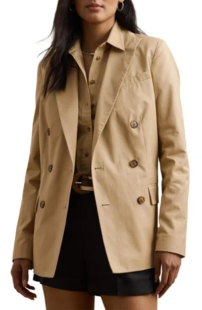 Ralph Lauren Lauren  Double Breasted Cotton Twill Blazer