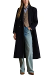 Ralph Lauren Lauren  Double Breasted Wool Blend Reefer Coat In Brown